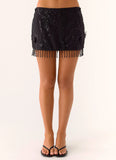 Overload Beaded Mini Skirt Black