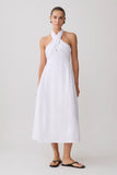 Rosie Linen Halter Midi Dress White