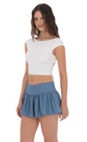 Dotted Flare Skort in Denim Blue