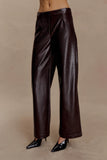 Henry Croc Faux Leather Straight Leg Pants Dark Chocolate