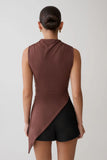 Suong High Neck Gathered Top Mocha