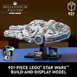 LEGO Star Wars Millennium Falcon 25th Anniversary Collectible DIY Building Set for Adults Men Women Ages 18 A New Hope Model with Display Stand Star Wars Gift 75375