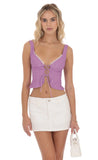 Polka Dot Front Tie Vest Top in Purple