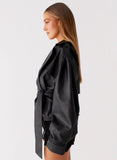 Midtown Faux Leather Trench Black