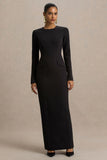Vaila Black Crew Neck Maxi Dress