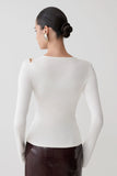 Ricky Knit Long Sleeve Longline Top Ivory
