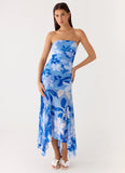 Lo Siento Midi Dress Indigo Garden