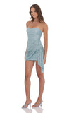 Strapless Sequin Tassel Corset Dress in Light Blue