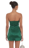 Satin Strapless Bodycon Dress in Blue