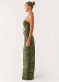 Phoenicia Beaded Maxi Dress Khaki