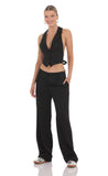 Satin Straight Pants in Black