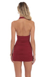 Embellished Cowl Neck Bodycon Dress in Maroon