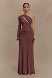 Alexius One Shoulder Knit Maxi Dress Nutmeg