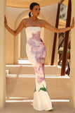 Ceremony Pink Floral Print Bandeau Fishtail Maxi Dress