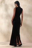 Astrelle Black High Neck Maxi Dress