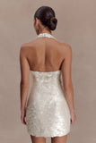 Caralee Sequin Halter Mini Dress Ivory