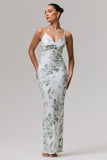 Luz Green Porcelain Print Strappy Maxi Dress