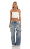 Baggy Cargo Jeans in Denim