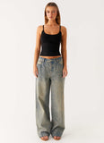 Keanna Low Rise Denim Jeans Dirty Wash