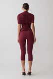 Linh Slinky High Neck Gathered Top Mahogany