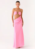 Falling Forever Strapless Beaded Maxi Dress Pink