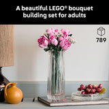 LEGO Botanicals Bouquet of Pink Roses Artificial Flowers Building Blocks for Adults Ages 18 Gifts for Birthdays for Her Flowers for Home Office Shelf or Room Decor 10374