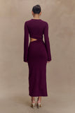 Azariah Long Sleeve Knit Midi Dress Plum