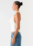 Zaylee Belt Cowl Top White