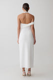 Sable Crossover Crepe Midi Dress White