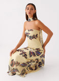 Under The Pagoda Maxi Dress Buttercream Leaf Print