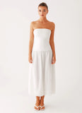 Cherry Skies Midi Dress White