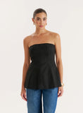 Black Tailored Bandeau Top