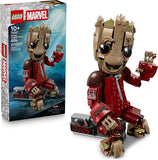 LEGO Marvel Ravager Jumpsuit Groot Building Toy for Boys Girls Ages 10 Posable Display Play Figure W Detonator Device Gift Idea for Birthdays 76341