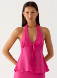 Ashlea Tie Front Top Fuchsia