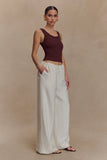 Callum Drawstring Straight Leg Pants White