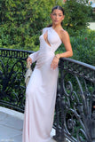 Alexius One Shoulder Knit Maxi Dress Dusty Pink