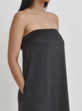 Black Satin Bandeau Maxi Dress