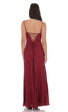 Burnout Lace Up Maxi Dress in Maroon