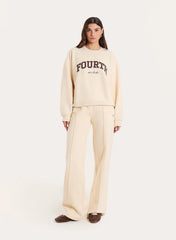 Cream 4th Wide Leg Branded Joggers
