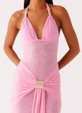 Miyah Halter Hardware Maxi Dress Baby Pink