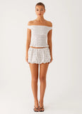 Heather Mini Skort White Black Polka Dot