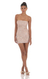 Sequin Strapless Mini Dress in Rose Gold