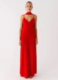 Yorke Scarf Maxi Dress Raspberry Red