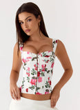Sena Bustier Corset Top Ivory Bloom