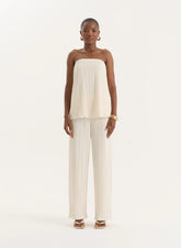 Cream Plisse Trouser