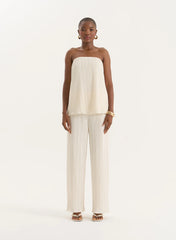 Cream Plisse Trouser