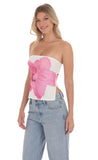 Mesh Floral Slit Top in White