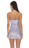 Metallic Strapless Bodycon Dress in Periwinkle