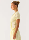 Sweet Lullaby Button Up Shirt Lemon Yellow