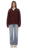 Knit Rugby Jumper in Burgundy